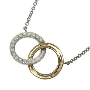 Tiffany & Co Interlocking Circle Diamond Necklace 18K White Gold 18K Pink
